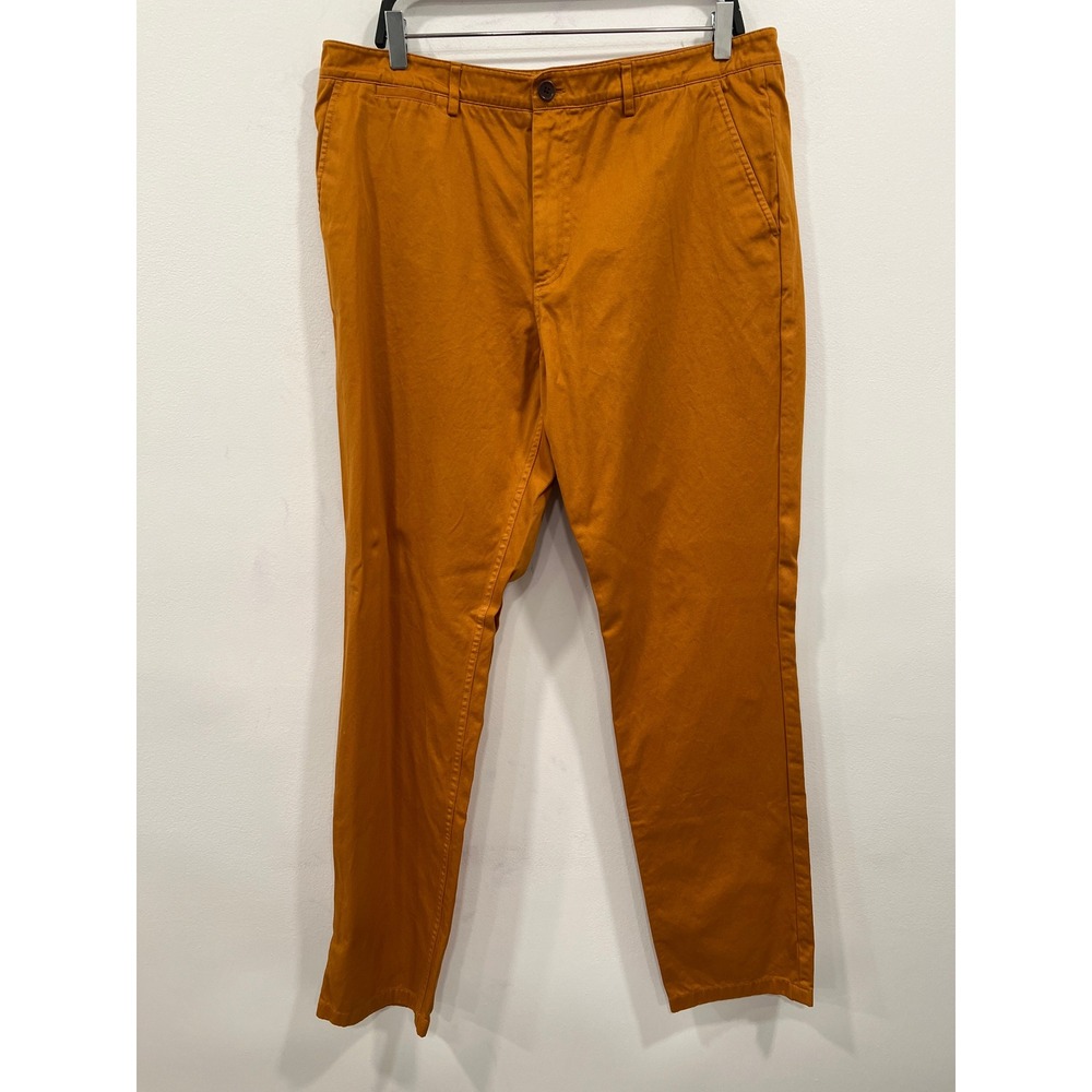 Fred Perry Chino Pants Mens 36 Orange Cotton Straight Leg Mustard Twill Trousers